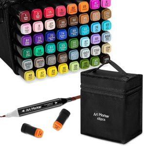 24/48/60 Color dual Tip Marker basado en alcohol Pensart Dibujo Pen para artista y estudiante 240517