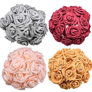 24/48 pièces 7cm Bouquet de fleurs artificielles PE mousse Rose fausses fleurs pour mariage fête d'anniversaire décor fournitures saint valentin cadeaux