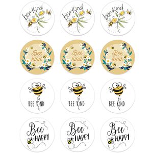 24/48PCS Bee Kind Bee Happy Stickers For Wedding Birthday Party Baby Shower Decor Cute Animal Bee Stickers Kinder speelgoedcadeau