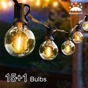 24.6FT Guirlande Lumineuse Extérieure Étanche LED Lampes 15 + 1 Pour Festoon Ampoule De Mariage Guirlande Lumineuse Garden Party Décor 211104