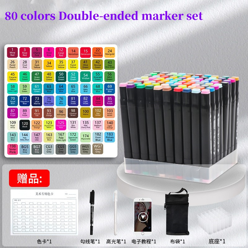 24-80 3D Pen Art Colours Kolorowe markery na bazie alkoholu Rysowanie długopisów podwójnie pod. Jasne stałe dla dzieci