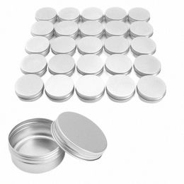 24/96pcs 30g 50g 60g bouteilles rechargeables rondes en aluminium boîtes de conserve boîte Sier crème pot pot filetage couvercle baume à lèvres Ctainer c77i #