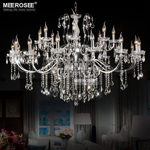 Lustres chromés modernes luminaire en cristal grand fer forgé américain 24 bras lampe suspendue Lustre suspendu en métal décor à la maison éclairage intérieur