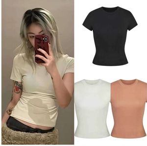 24 T-shirts basiques ajustés à manches courtes pour femmes, couleur unie, chemise Dupes Y2k, hauts courts slim, vêtements d'entraînement d'été, vêtements de yoga