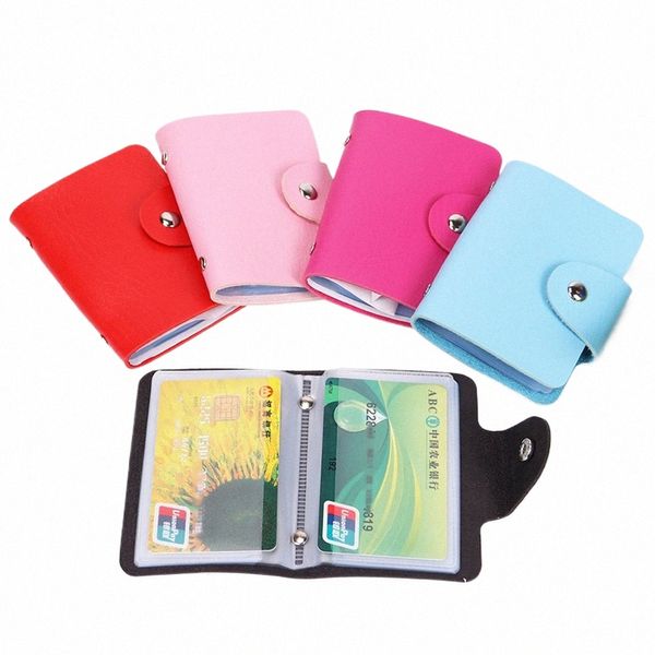 24 fentes pour cartes Double face porte-cartes en plastique petite taille multicolore Busin Pack Bus carte sac femmes sacs à main hommes portefeuille S5iD #