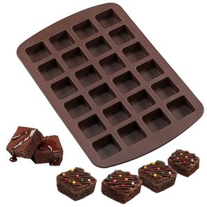 24 Cavitives Mini Brownie Silicone Moule Bac À Glaçons Carré Silicone Chocolat Moule Bonbons Truffes Gelée 220509