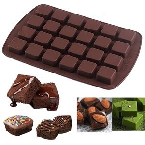 24 CVITY Vierkant mini Brownie Pan Silicone Mold Ice Cube Tray Jelly Candy Chocolate Truffles Baking Molds Cake Decorating Tools 220509