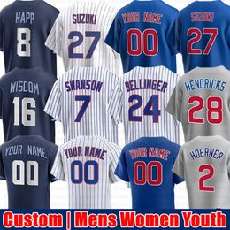 Maillot de baseball personnalisé 24 Cody Bellinger 7 Dansby Swanson Seiya Suzuki Ian Happ Nico Hoerner Ryne Sandberg Christopher Morel Crow-Armstrong Justin Steele Wisdom