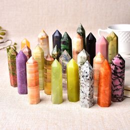 24 kleur natuurstenen Crystal Point Tower Amethyst Rose Quartz Healing Stone Energy Ore Mineral Reiki Obelisk Woondecoratie