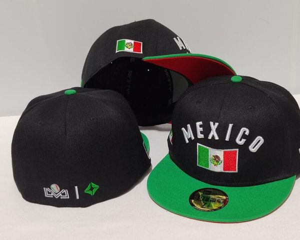 24 couleurs 2024 Lettre en or masculin m Chapeaux ajustés de baseball Blue Couleur rose plate Plat Capes fermées Dark Green Mexico Flag Plat Brim Hip Hop Classic Sports Hat M27-03