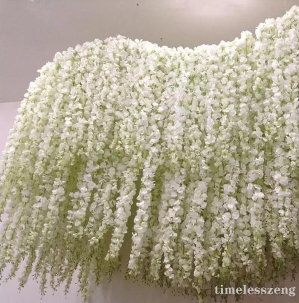 24 couleurs artificielles de fleur de soie glysie 34cm orchidée corde rotin jardin de maison pendrier suspendues vigne dans la pièce maîtresse de Noël w4279510