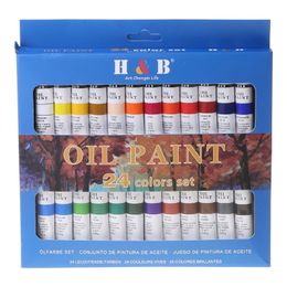 24 kleuren Professionele Olieverf Verf Tekening Pigment 12 ml Buizen Set Kunstenaar Art Supplies 240318