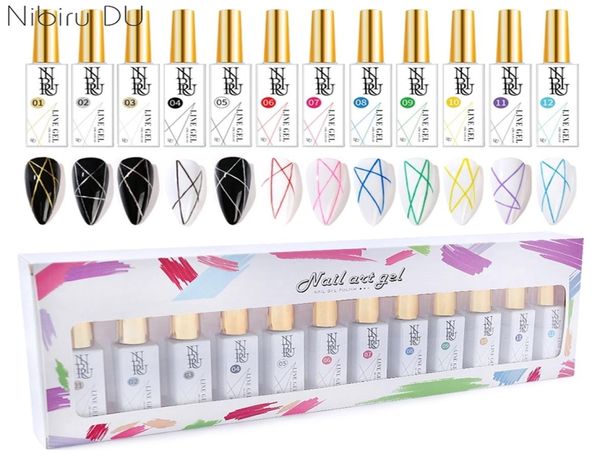 24 couleurs Pull Liner Gel Kit de vernis à ongles pour bricolage crochet ligne peinture manucure Gel brossé Design Nail Art accessoires fournitures 22057269796