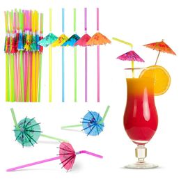 24 kleurrijke Hawaiiaanse stijl fruitglow paraplu rietje stijfstokken - de beste keuze voor feesten!
