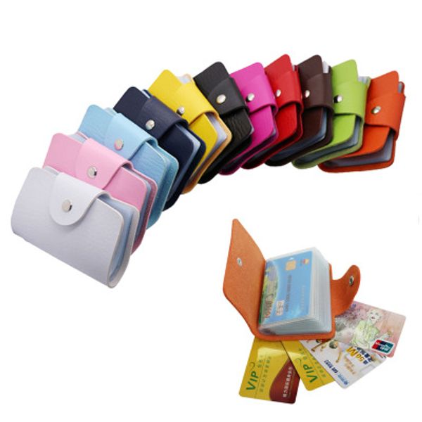 24 coloré ID porte-carte de crédit organisateur fentes pour cartes de poche 2 faces porte-carte en plastique femmes sacs à main hommes portefeuille YD0484