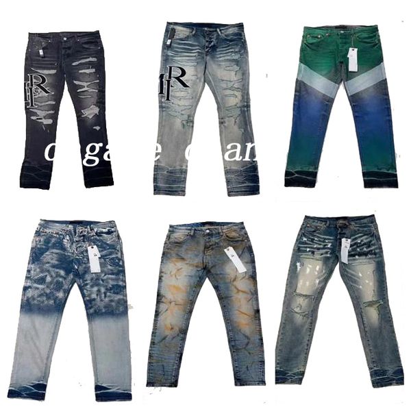 24 Jeans pour hommes de créateurs images réelles Hip Hop mode fermeture éclair lavable Alphabet Jeans rétro mode hommes Design moto Ride Slim Fit Jeans taille 28-40.944273143