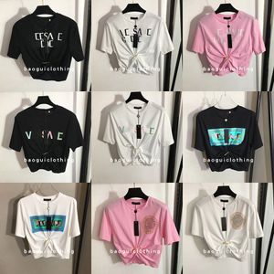 24 ontwerpers t-shirts mode t shirts dames blouses casual borst letter shirt wit katoen kort mouw merk dames tops tops kleding dames top crop tank sxl