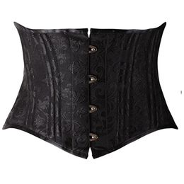 24 Double Plat Désossé Court Torse Corsets Acier Désossé Rembourré Taille Formateur Corps Shaper Brocart Jacquard Underbust Corset Femmes Slim188O