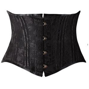 24 Double Flat Boned Short Torso Corsets Steel Boned Rembourré Taille Formateur Body Shaper Brocade Jacquard Underbust Corset Femmes Slim289t