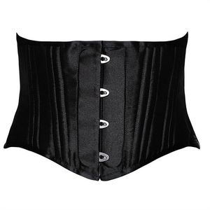 24 Dubbele platte bonige korte torso stalen boned taille trainer body shaper satin underbust corset vrouwen afslank riem zwart wit xs-3xl