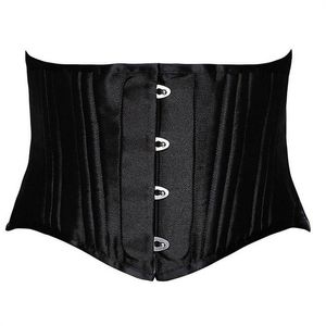 24 Double plat désossé court torse acier désossé taille formateur corps Shaper Satin sous le buste Corset femmes minceur ceinture noir blanc XS-3296a