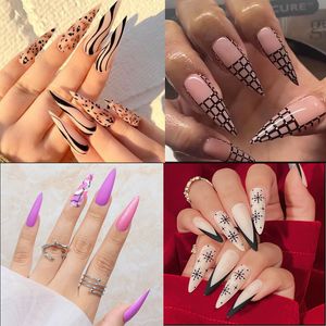 24 doubles ongles faux ongles pointe mode système de gel moule UV acrylique nail art s'étend long haut pour former un nouvel ensemble de faux ongles détachables pressés sur les ongles