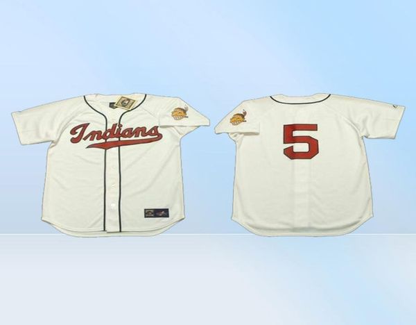 24 Early Wynn 14 Larry Doby 19 Bob Feller 7 Al Rosen 5 Lou Boudreau 21 Bob Lemon 29 Satchel Paige Baseball Jersey Stitch1560469