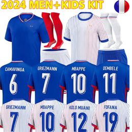 24 Euro Cup Francaise Soccer Jerseys Camavinga Dembele Coman Saliba Kante Maillot de Foot Equipe Maillots Griezmann Kids Men Sets met Socks Fans voetbalshirt