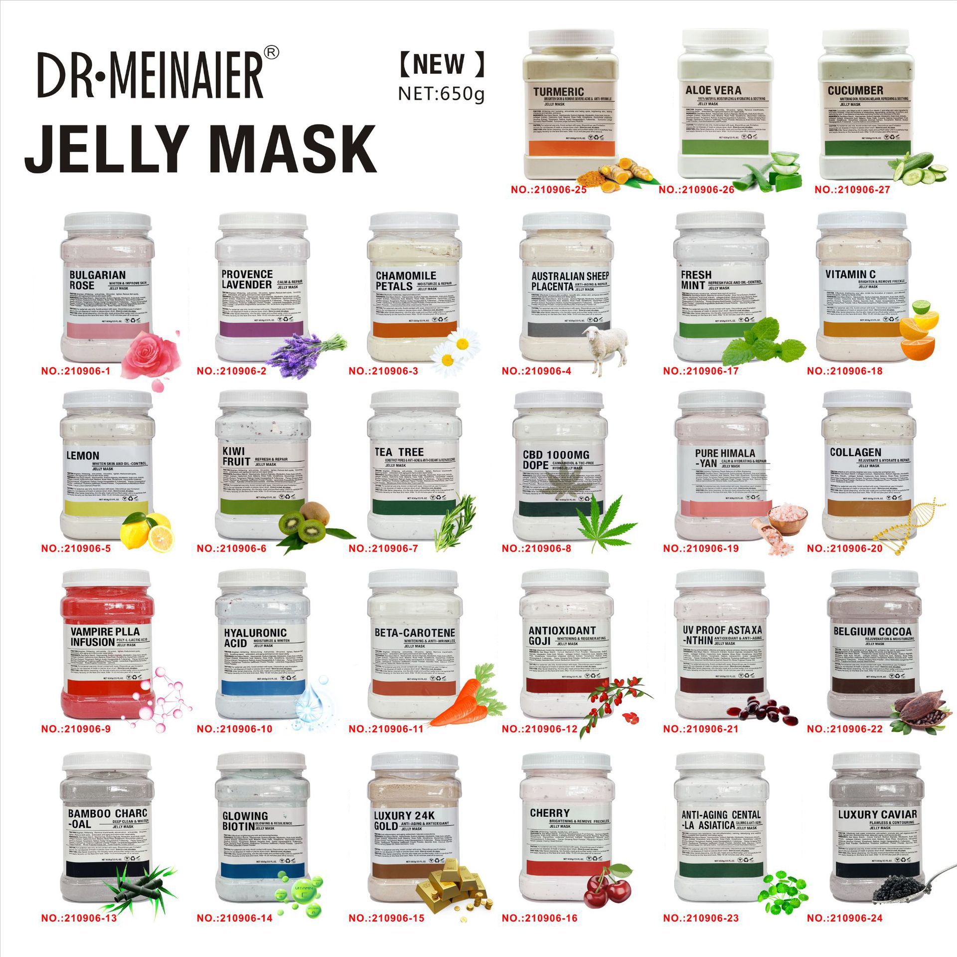 24 saveurs jelly masque masque biologique égayant le nettoyage du nettoyage de poudre