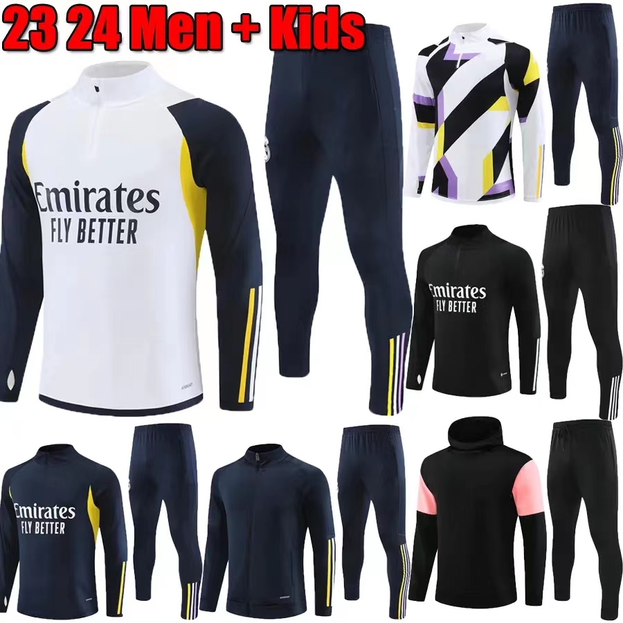 24 Survêtement de football Real Madrid TRACKSUITS train VINI JR BELLINGHAM CAMAVINGA hommes et enfants kit chandal survetement costume d'entraînement vestes de football vêtements de sport