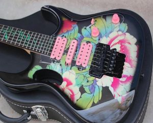 24 frettes 77fp2 steve vai motif de fleur guitare électrique vigne verte incrustation noire floyd rose tremolo hsh pickups rose2028694