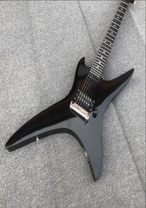 24 tretos ricos sigiloso chuck schuldiner brillo guitarra negra eléctrica ebony diapoloneta alrededor de cola de cola de cola de cola de un solo puente7320260