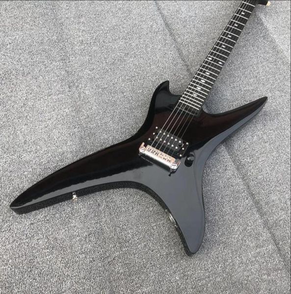 24 trastes RICH Stealth Chuck Schuldiner Guitarra eléctrica negra brillante Diapasón de ébano Wrap Around Tailpiece Pastilla de puente único 4728305