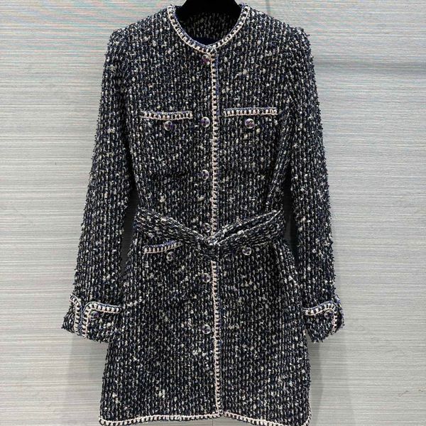 24 FW Femmes Manteaux Veste Brodée En Tweed De Coton Blouson Avec Des Boutons De Lettre En Cristal Vintage Designer Manteau Filles Milan Runway Designer Tops Outwear Blazer Robes