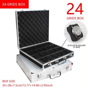 24 Girds Luxury Premium Quality Watch Box Aluminum Alloy Produc Pattern Storage Clock Box Collection Display Gift Boxes 240104