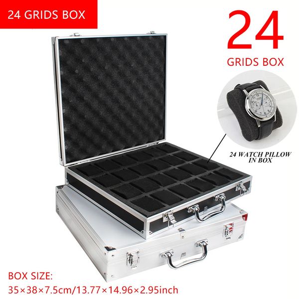24 Girds Luxury Prime Quality Watch Box Aluminium ALLIAL PRODUCTION PRODUCTION COLLOGE COLLOCE DE RACKAGE COLLECTION DES COLLETS DES CADIFICATIONS 240416