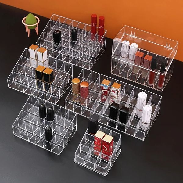 24 Boîte de rangement Organisateur de maquillage en acrylique Grille Boîte à lèvres Roule de lèvres Rouvre à ongles Affichage du support Holder Cosmetic Organizer Boîte