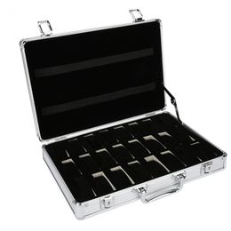 Maleta de aluminio de 24 rejillas, caja de almacenamiento para exhibición, caja de almacenamiento para relojes, soporte para reloj, 237x