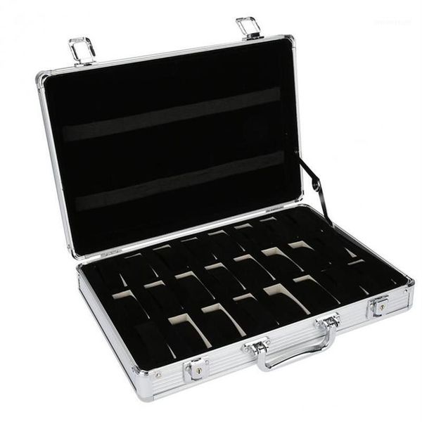 24 grille valise en aluminium présentoir boîte de rangement montre boîte de rangement boîtier montre support horloge Clock1275F