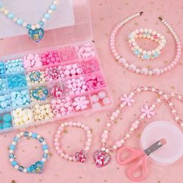 24 grille filles bricolage ensemble de perles kit de fabrication de bijoux pour enfants fille perles de perles pour bracelets bagues colliers kits de créativité artisanat d'art 231229