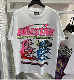 24 hellstar t shirt designer t shirts grafische tee kleding kleding hipster gewassen stof Street graffiti Belettering print Vintage Zwart Los