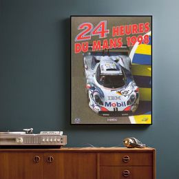 Póster de 24 horas de Le Mans de 1998, pintura en lienzo, impresión nórdica, decoración de pared para el hogar, imagen artística para sala de estar sin marco