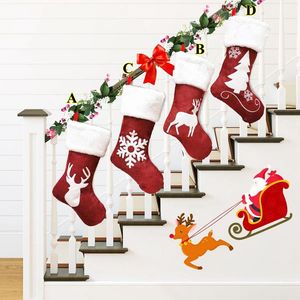 Expédition 24 heures !! Bas de Noël Sac de Noël Arbres Ornement Décorations de fête Père Noël Bonbons Chaussettes Sacs gyq