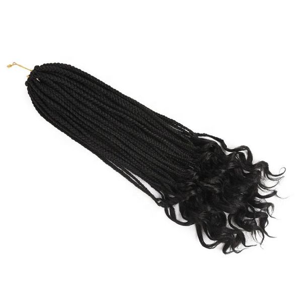 24 pouces 22 brins Ombre boîte tresses Crochet cheveux bouclés fin 100% fibres synthétiques tressage cheveux