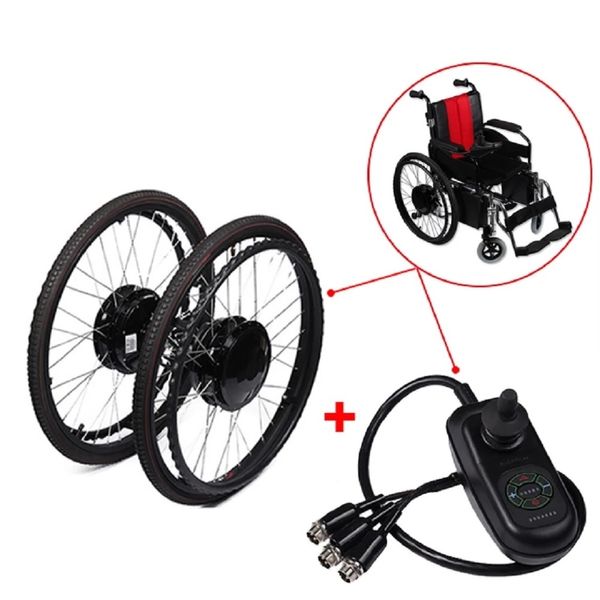 Moteur de moyeu de fauteuil roulant électrique à engrenages brossés de 24 pouces 24V180W avec Kit de Conversion de frein électromagnétique