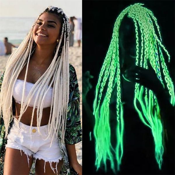 24 pouces tresse extensions de cheveux fête d'halloween lumineux jumbo tresse haute température crochet étiré tressage cheveux