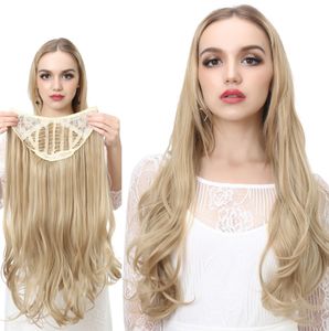 Cheveux longs bouclés naturels moelleux de 24 pouces Demi-couverture en forme de U Extensions de cheveux invisibles disponibles dans de nombreux styles prenant en charge des logos personnalisés