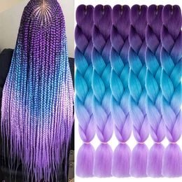 24 pouces Jumbo tressage cheveux africains longues tresses pour boîte Crochet haute température Fiber fibres synthétiques Extensions 100 g/pcs