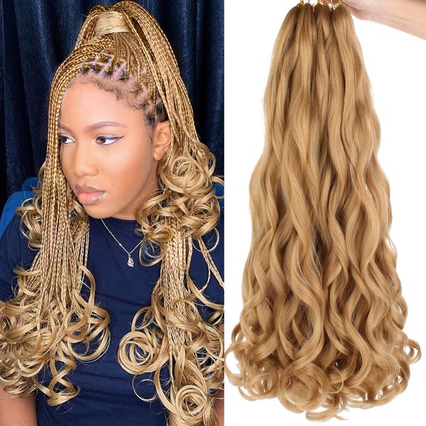 22 pouces Loose Wave Tressage Cheveux Miel Doré Longue Boucle Française Crochet Tresses Cheveux Spirale Bouncy Curl Tresses avec Extrémités Bouclées 27#