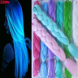 24 inch Luminous Jumbo Braiding Hair Pre uitgerekt Afro Ombre Synthetisch haar Braid For White Women Box Twist 240426